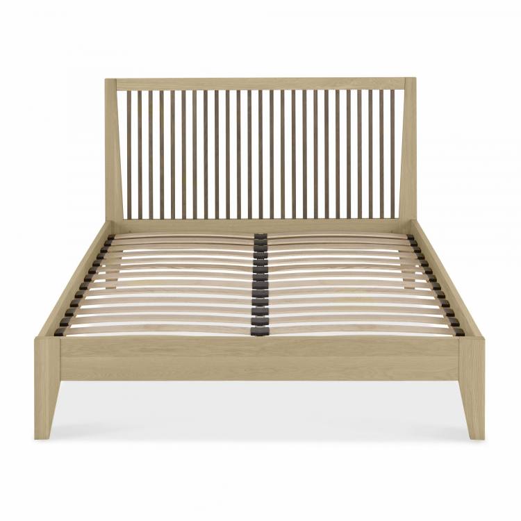 Bentley Designs Rimini Aged Oak & Weathered Oak Slatted Bedstead Displayed With No Mattress