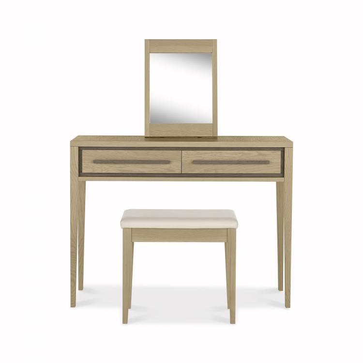 Bentley Designs Rimini Aged Oak & Weathered Oak Vanity Mirror, Dressing Table and Stool 