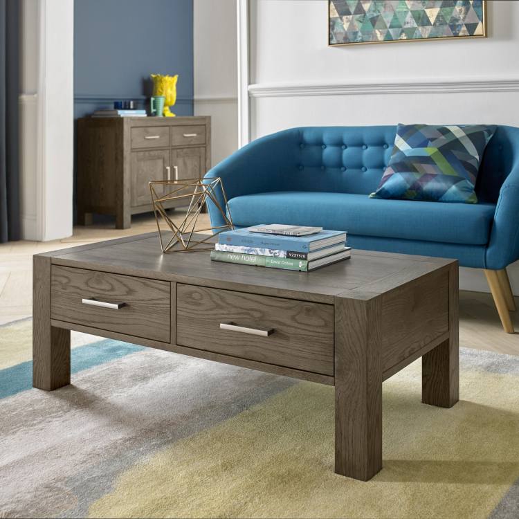 The Bentley Designs Turin Dark Oak Coffee Table with Drawers