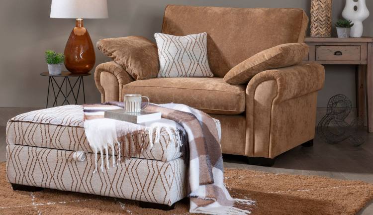 Alstons Alpine Legged Ottoman in fabric 3073