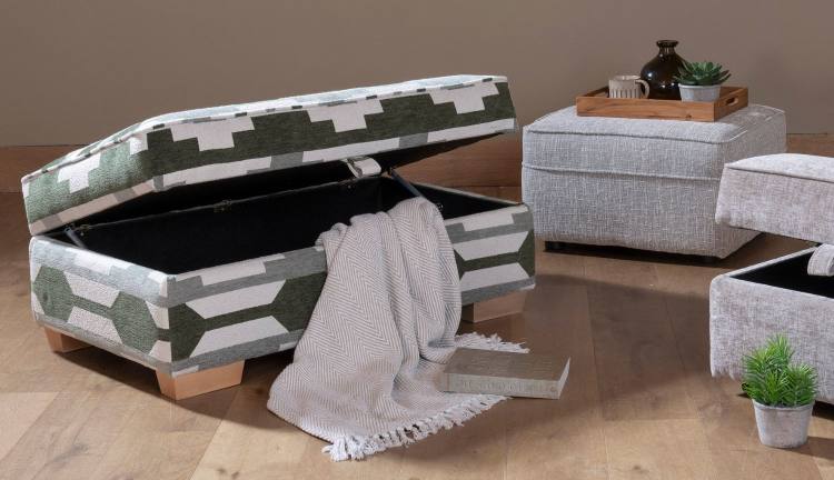 Alstons Alpine Legged Ottoman in fabric 3150
