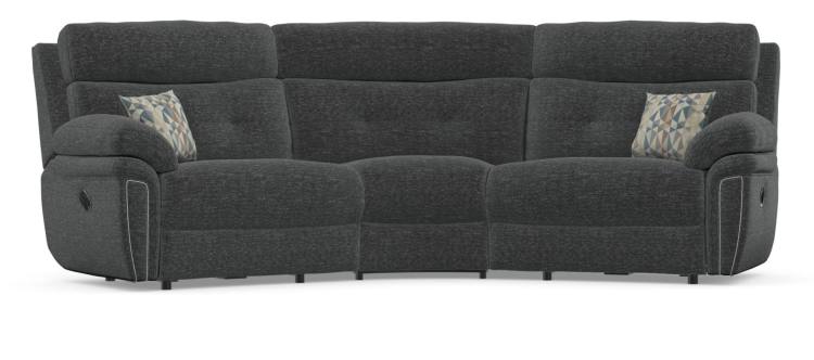 Baxter 3 seater curved corner sofa shown in Iona Black 