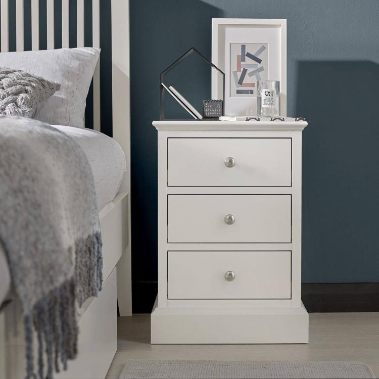Bentley Designs - Ashby White 3 Drawer Bedside Chest