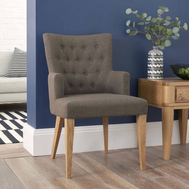 High Park Oak Upholstered Arm Dining, Upholstered Arm Dining Chairs