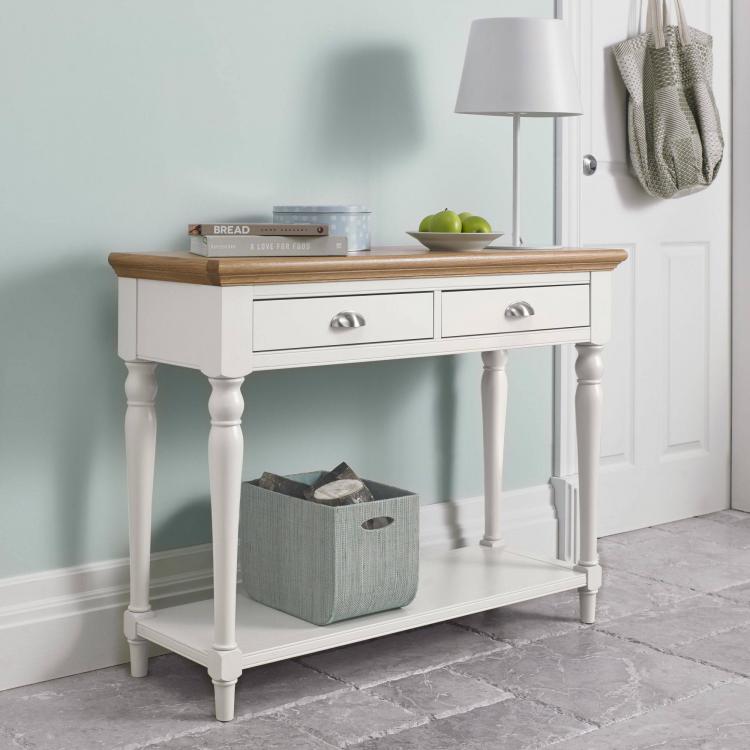 Bentley Designs Two Tone Console Table with Turned Legs