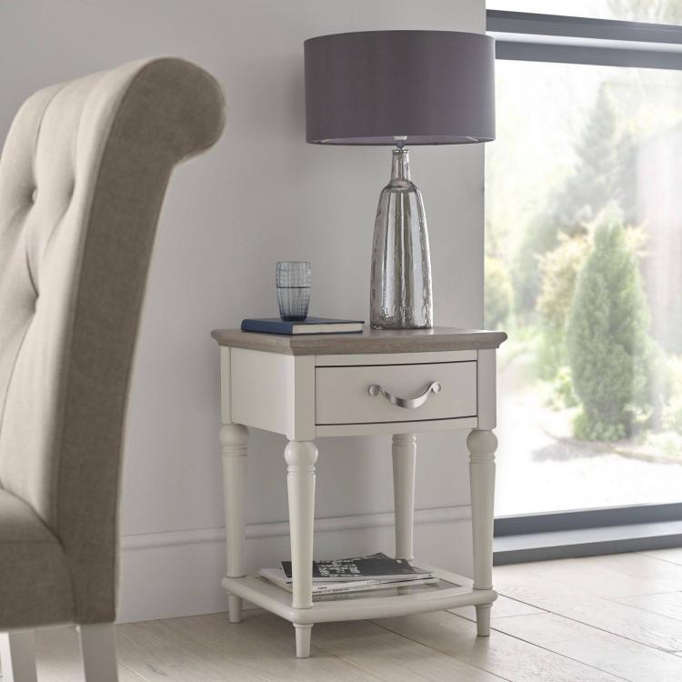 Bentley Designs Montreux Grey Washed Oak & Soft Grey Lamp Table