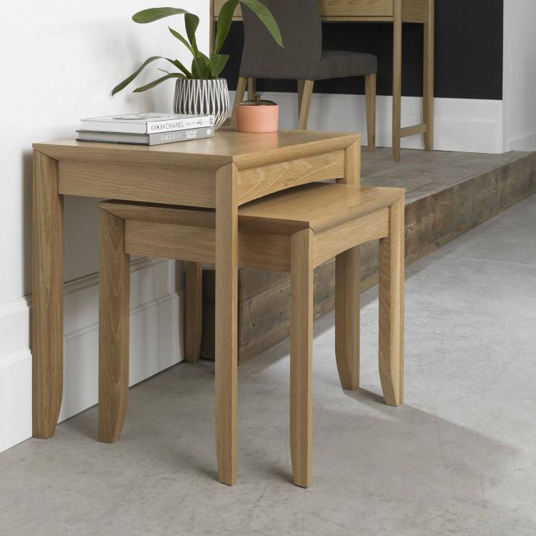 Bentley Designs - Bergen Oak Nest of Lamp Tables  8101-07