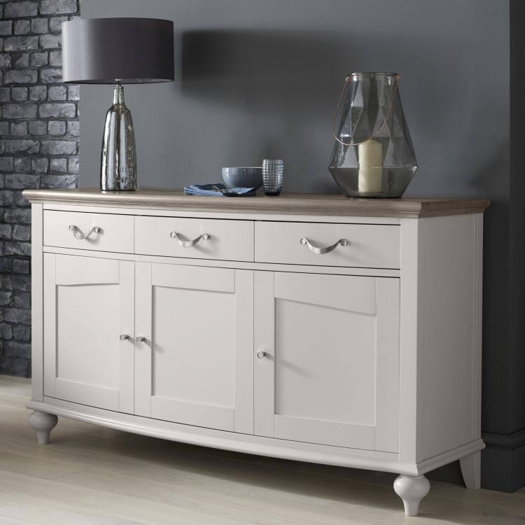 Bentley Designs Montreux Grey Washed Oak & Soft Grey Wide Sideboard