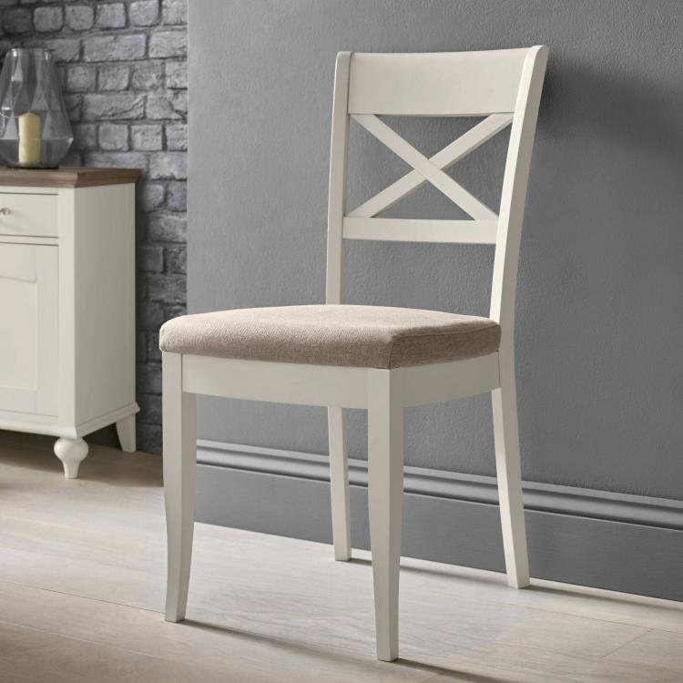 Bentley Designs Montreux Soft Grey X Back Chair - Pebble Grey Fabric