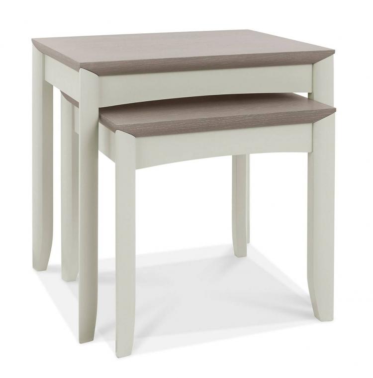 Bentley Designs - Bergen Grey Washed Oak & Soft Grey Nest of Lamp Tables