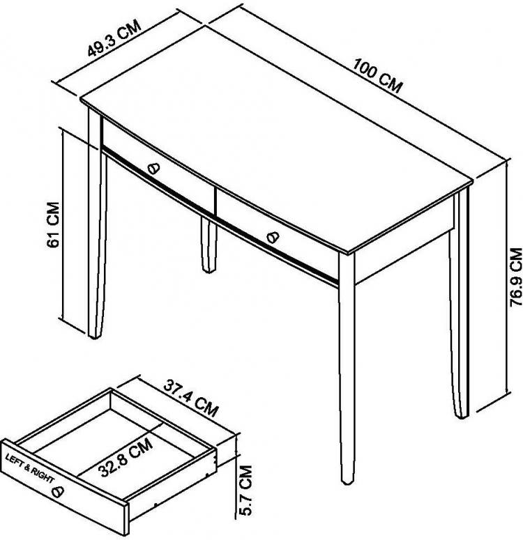 Whitby Scandi Oak & Warm Grey Dressing Table Measurements 