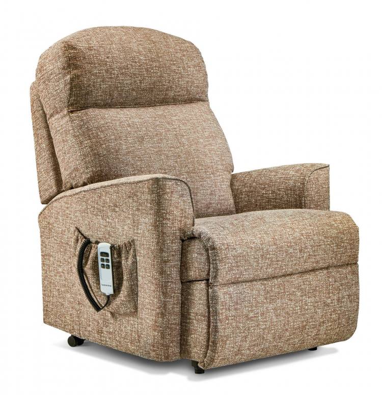 Sherborne Harrow Small Riser Recliner chair shown in Adriatic Hazelnut fabric 