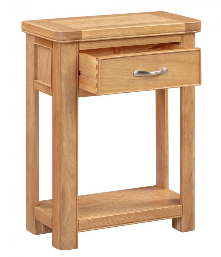 Bakewell Oak Small Console Table At, Extra Thin Console Table