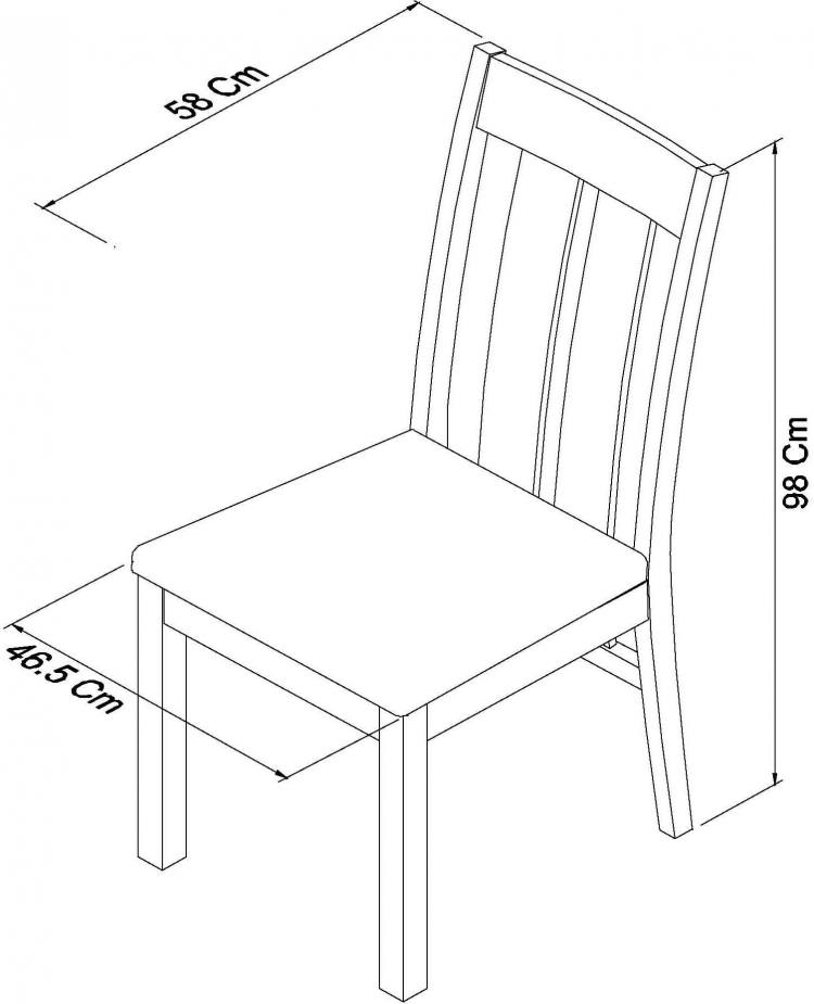 Measurements for the Bentley Designs Turin Dark Oak Slatted Chair 