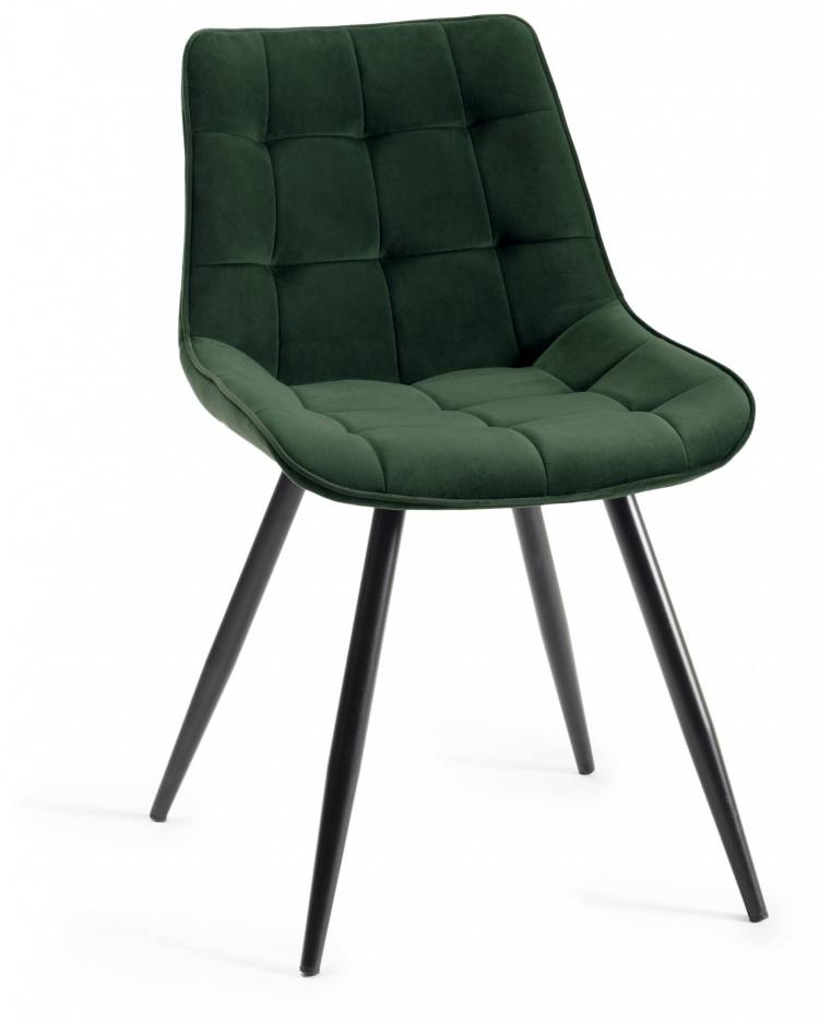 The Bentley Designs Seurat Green Velvet Fabric Chairs with Sand Black Powder Coated Legs