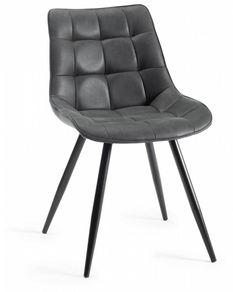 The Bentley Designs Seurat Dark Grey Faux Suede Fabric Chairs