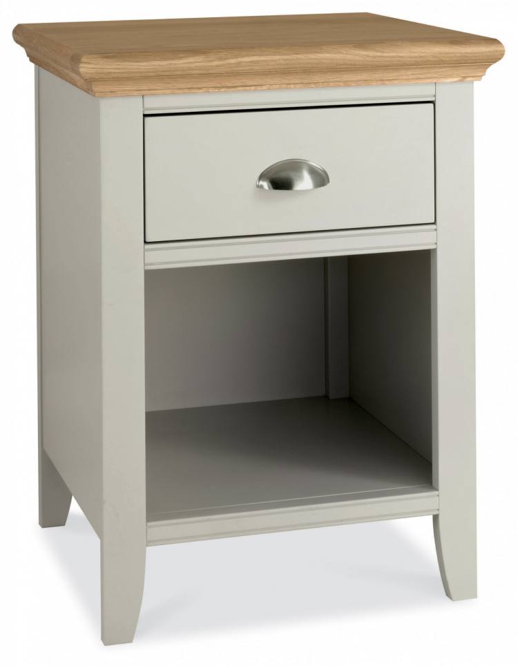 The Bentley Designs Hampstead Soft Grey & Pale Oak 1 Drawer Nightstand