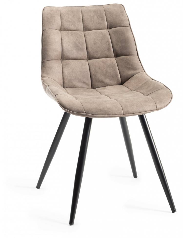 The Bentley Designs Seurat Tan Faux Suede Fabric Chair with Sand Black Powder Coated Legs 